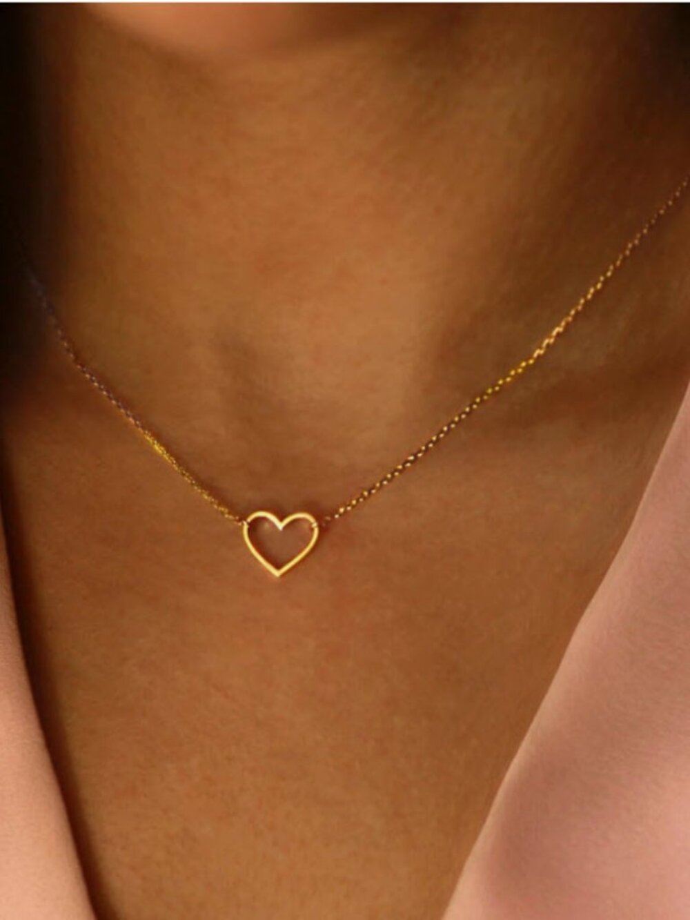 NEW BAYLAY Heart Necklace for Women Girls, 18K Gold Plated Small 16+2